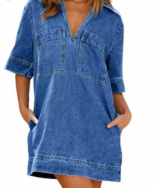 Denim Pocket T-Shirt Dress 🩵